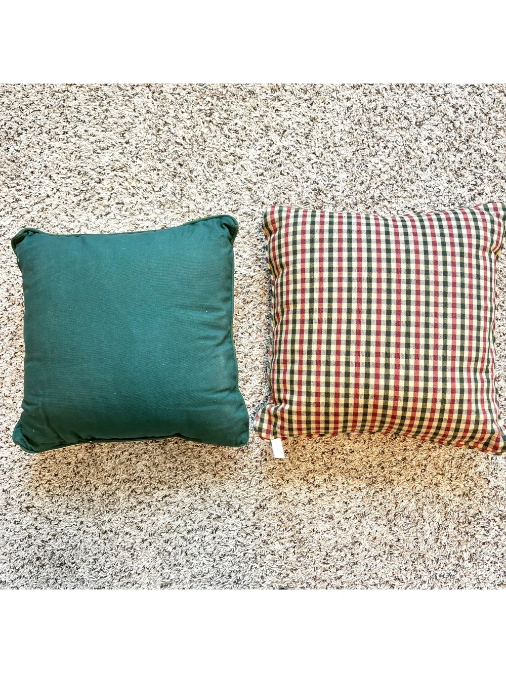 Set of 2 Vintage Christmas Tapestry Throw Pillows Deer Teddy Bear Holiday 16x16